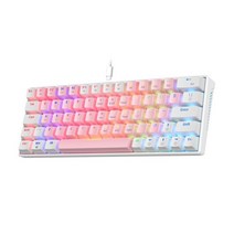KA6406 키보드 RGB USB 기계 게임 64 키 유선 분리형 케이블 휴대용머 레드 스위치 캡, Pink White