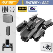 접이식 쿼드콥터 RC 드론 RG108 4K HD 듀얼 카메라 전문 항공 사진 장애물 회피 브러시리스 헬리콥터, Black 1080P BZ 1B