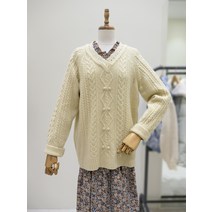 [써스데이아일랜드] 케이블 폼폼이 브이넥 풀오버 니트 T218MSW234W(1272336)