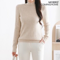 모리스커밍홈 레이스 프릴넥 진주 포인트 골지 니트 M2301KN013A