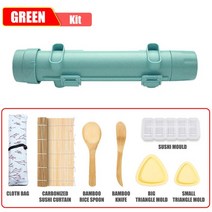 김밥기계 스시 초밥 틀 스시 몰드 키트 롤러 쌀 apanese 메이커 기계 바주카 야채 고기 롤링 도구 주방 가, 11 Green Set B