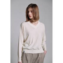 아소아르 여성용 울 100 소프트 감성 봄 여름 아이보리 브이넥 니트