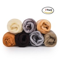 양모펠트50/36/24/7 Colors Needle Felting Kit Wool Roving Needle Felting Starter Kit Wool Felt Tools, 04 7 colors x3g