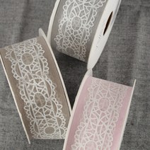 [수입리본] 브루제 / 40mm리본 / 레이스프린트리본 / 러블리리본 / 파티용리본 / 네덜란드수입리본 / 선물포장용 / 리본공예용, 그레이