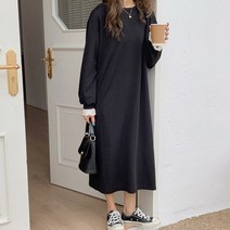 루즈핏 롱 라운드넥 레이스 원피스 여성 치마 스커트
