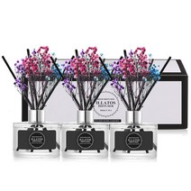 일라토스 플라워 디퓨저 200ml 3P + 섬유스틱 15P + 생화 3P 세트, 블랙 체리 향