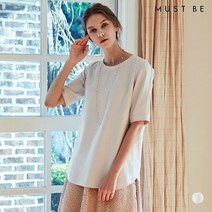 [머스트비] 여성 소매 프릴 자수 블라우스