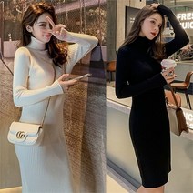 셀러허브 여성패션 [오노마] ONM 여자 데이트 오피스룩 슬림라인 골지니트 폴라원피스