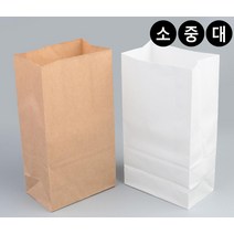 쇼핑백 크라프트 무지 종이봉투 각대봉투 페이퍼백 택배봉투_봉투_쇼핑백 베이킹봉투, 중_화이트_1개, 중
