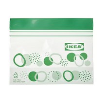 이케아 ISTAD 이스타드 지퍼팩 0.3L 밀폐비닐 25장 지퍼백 위생 주방용품 비닐팩, 패턴/브라이트그린_605.536.77, 25개