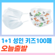 1+1 일회용 비말차단 덴탈 약국 여름용 부직포 나노 방역 보건 3중필터 패션 컬러 소형 성인 마스크 100장, 성인 화이트 50매+아동 화이트 50매