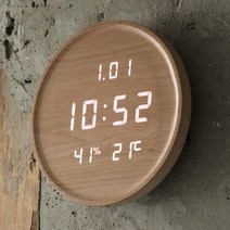 플라이토 루나 온습도 우드 인테리어 LED 벽시계 29.5cm, 루나 온습도 메이플
