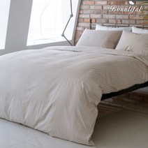 [바운티풀] 호텔침구 사틴면100% 60수 이불커버 스트라이프 Q, 상세설명 참조