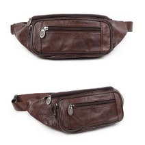 남성용 천연소가죽 슬링백 여행용 가방 힙색 허리쌕