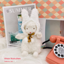 PKTOYS 서프라이 만화 귀여운 알파카인형 교체 할 미미인형 옷인형주문제작 스마스 데이 선물17cm, 흰 토끼 귀 모자