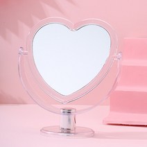 하트 미러 탁상 화장대 러블리 양면 회전 거울 투명, 1