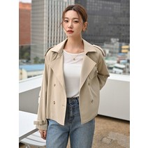 l2023신상l DAZY 더블 브리스티드 버클 커프스 견장 디자인 트렌치코트 217985