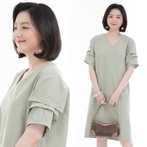 애비뉴투지 엄마옷 린넨 핀턱 소매 여성 여름 반팔 롱 브이 원피스 O06206 50대 60대 중년여성