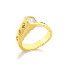 링 순금커플반지 이쁜 패션 황동 오프닝 골드 컬러 남자 반지 기하학적 상감 지르콘 심미적 커플 데일리 연회 주얼리 세트257987