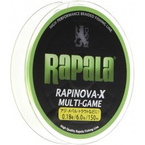 Rapala (라 파라) PE 라인 라삐노봐 X 멀티 게임 150m 0.18 호 6lb 4 개 뜨개질 라임 그린 RLX150M018LG