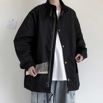남성 오버핏 하프 자켓 남녀 공용 가을 캐주얼 야상