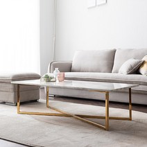 [삼익가구]슈아 마블 대리석 골드 소파테이블, 화이트