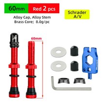MTB자전거 경량 미니 접이식자전거 Deemount Schrader A V 밸브 40 60mm CNC 가공 양극산화처리 니플 로드 바이크 튜브리스 림 2 피스, 12 AV 60mm Red 2P MA3