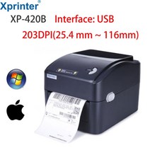 라벨프린터 도트프린터 라벨기 라벨스티커 Xprinter 4 인치 배송 라벨/익스프레스/열 바코드 라벨 프린터 D, 07 420B black USB_02 미국 플러그