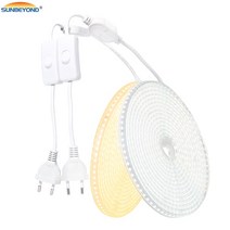방송조명 유튜브 방송용 링라이트 촬영 조명 장비 제품 LED 스트립 220V 2835 방수 유연한 주방 야외 정원 led 스위치 고휘도 120LEDs/m 694EA 4, Warm White 3200K, CHINA, 2m