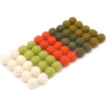 Glaciart One 울 펠트 볼 (50피스) 2cm(0.8인치) 100% 뉴질랜드 울 5가지 색상 (눈 빨강 올리브) 네팔, 01 3가지 색상 (2cm 50개)