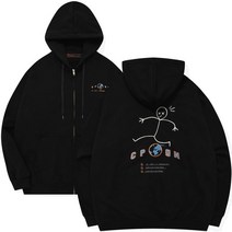 [천삼백케이] [꼼파뇨] EaRth COMME 자수 후드 집업 (블랙)