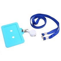 국산 실리콘 사원증 명찰 출입증 목걸이 신분증 케이스, 실리콘 사원증케이스[가로] 스카이블루