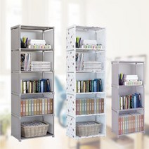 꿀템모아 거실책장 조립식 책장 간이 보관함 다용도 패브립 수납장 10칸, 3칸 책장 화이트