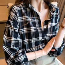 빈티지 체크 남방 간절기 여성 의류 레이어드룩 셔츠