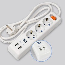 USB 3구 접지 멀티탭 5종 코드길이 1.5M 2M 3M 5M 10M 과부하방지 절전형 멀티 콘센트 16A 일자 국산정품, 1개