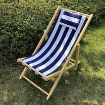 옥외 펜션 카페 의자 비치 접이식 썬베드 나혼자산다 캠핑클럽의자, 파란색과 흰색 스트립 베개 (캔버스)