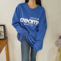 상상그이상 여성용 국내제작 기모 남여공용 크리미 맨투맨 빅사이즈 유니크한 레터링 포인트 가성비 좋은 부드럽고 따뜻한 특양면 소재 고퀄리티 롱티셔츠 커플박스티