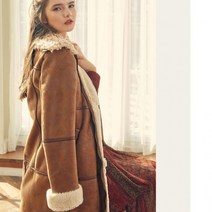 백화점 입점 토끼털 안감 소프트 여성 롱 무스탕 코트