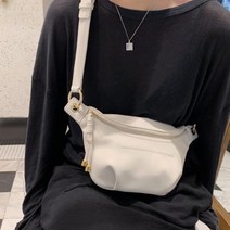 하와이안서프 모던시크 금장 힙색 - 화이트 블랙 모던 포인트 숄더 미니 가방