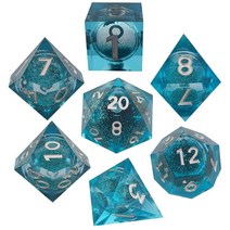 DND 주사위 세트 - RPG 주사위 주사위 다면체 주사위 세트 역할 놀이 게임 주사위 바디 액체 주사위 MTG D20 주사위 세트 100% 수제 샤피 그린, Ls-l