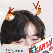 루돌프 사슴 머리핀 2EA 1SET (솜털), 단품