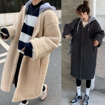 위즈덤 여성 양털 뽀글이 롱 점퍼