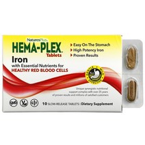 네이쳐플러스 네이처스 플러스 Hema Plex 건강한 적혈구를 위한 필수 영양소와 철분 함유 서방형 정제 10정, 10 개