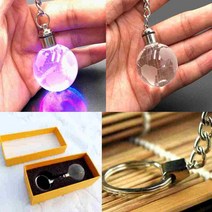 크리스탈 볼 펜던트 지구볼 공 세계지도 불빛 LED 키링 열쇠 고리 선물, 단품, 단품