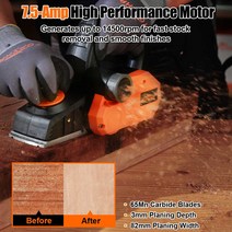7.5-Amp 전기 대패 900W 14500RPM 휴대용 목재 절단 전동 공구 평면 핸드 헬드 액세서리, 01 미국