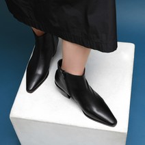로커스트 소가죽 베이직 앵클 웨스턴 부츠 LS5004 5.5cm 리얼스미굽 블랙