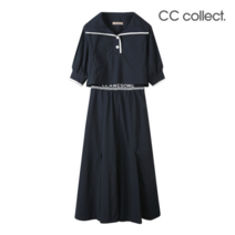 CC콜렉트 [CC콜렉트] 니트 블록 와이드카라 원피스 DN_C2