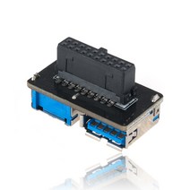 컴퓨터 USB포트 연결용 미니 19핀 to USB3.0 2port 메인보드 연결 180도, 포트 IH_352