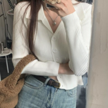 베러댓걸 여성용 가을 겨울 레이나 슬림 골지 카라 니트 기본가디건