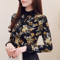 CHINA 나래가 여성 기모 블라우스 플라워 빅사이즈 목폴라 pdg27